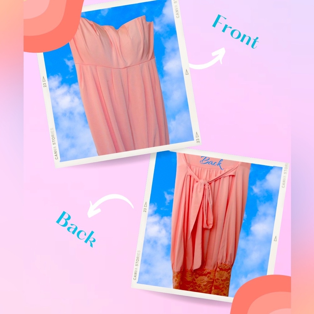 Coral Strapless Top/Dress with Bottom Lace